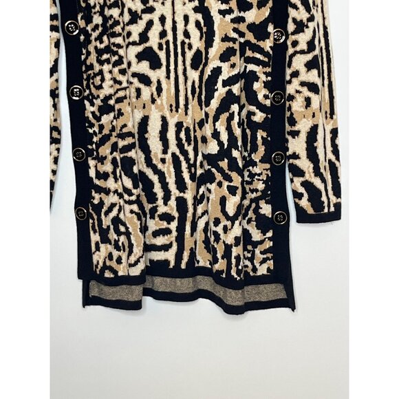 Chico's Leopard Print Mock Neck Sweater Tunic Side Button‎ Detail Size 1/ Medium - Picture 4 of 8